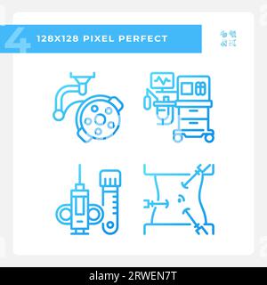 Surgical equipment pixel perfect gradient linear vector icons set Stock Vector
