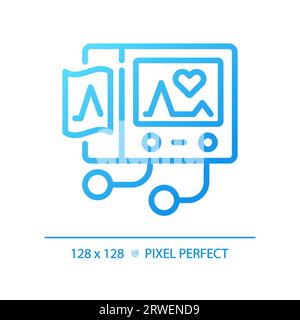 Ecg machine pixel perfect gradient linear vector icon Stock Vector