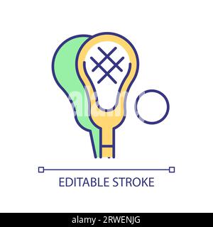 2D thin linear colorful lacrosse icon Stock Vector