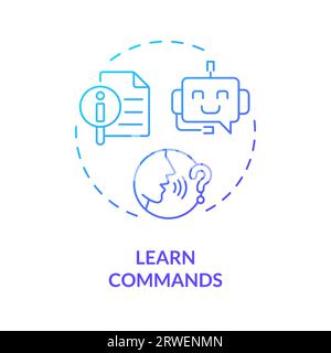 2D learn commands gradient icon concept Stock Vector