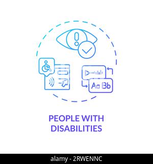 2D people with disabilities gradient icon concept Stock Vector