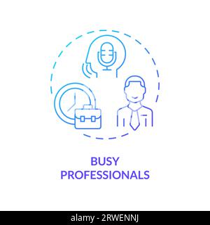 2D busy professionals gradient icon concept Stock Vector