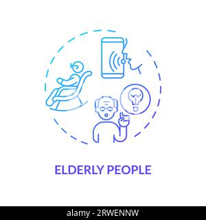 2D elderly people gradient icon concept Stock Vector