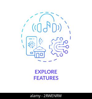 2D explore features gradient icon concept Stock Vector