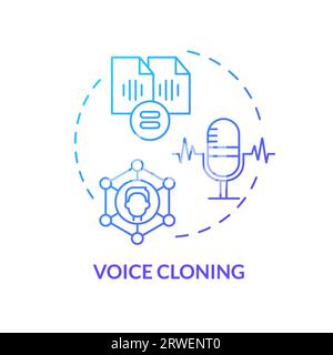 2D voice cloning gradient icon concept Stock Vector