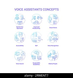 Collection Of Icons Representing Voice Recognition And Audio Technology 