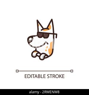 Dog in sunglasses RGB color icon Stock Vector