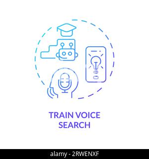 2D train voice search gradient icon concept Stock Vector