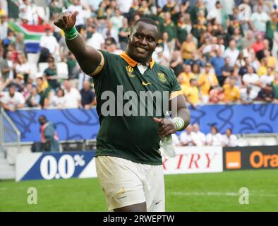 Bordeaux, France. 17th Sep, 2023. Deon FOURIE of South Africa during the World Cup 2023, Pool B rugby union match between SOUTH AFRICA and ROUMANIA on September 17, 2023 at Matmut Atlantique in Bordeaux, France - Photo Laurent Lairys/DPPI Credit: DPPI Media/Alamy Live News Stock Photo