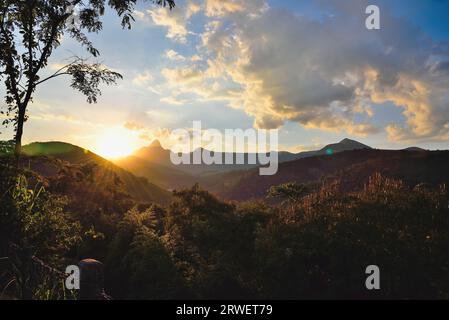 Sunset in the Valleys of Rio de Janeiro Countryside, Brazil Stock Photo