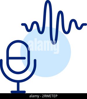 Speech recognition icon. Microphone and sound waves. Modern artificial intelligence technology. Pixel perfect icon Stock Vector