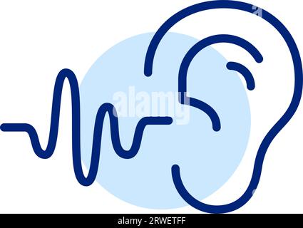 Sound waves coming into an ear. Pixel perfect icon Stock Vector