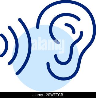 Human ear with sound waves symbol. Pixel perfect icon Stock Vector