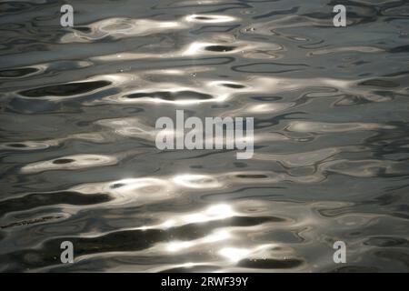 Sun reflecting in water surface Stock Photo