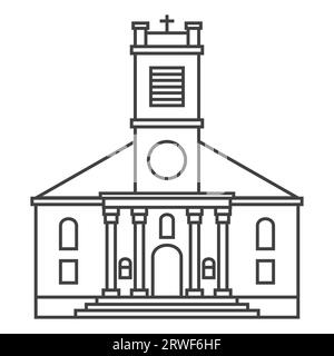 Cathedral building outline icon. Sign at linear style. Christian church. Vector illustration. Stock Vector