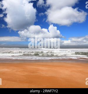 Morocco perfect beach. Lalla Fatna beach waves, near Safi. Atlantic coast in Morocco. Stock Photo