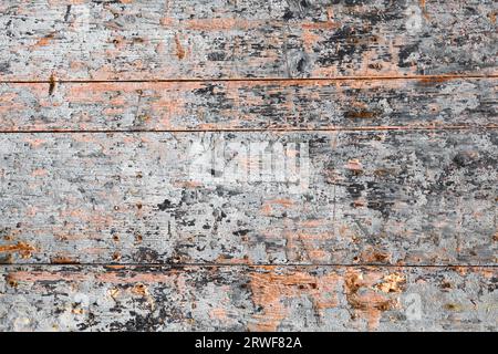 Wooden background. Light grey peeling paint wooden planks texture. Grunge wood vintage style background. Stock Photo