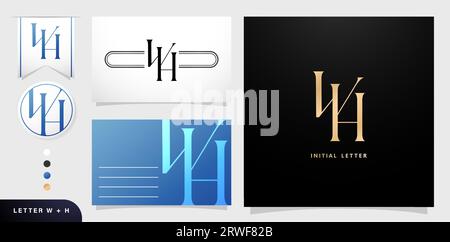 WH monogram letter company logo elements templates alphabet for business card, advertisement material, collage prints, ads campaign marketing Stock Vector