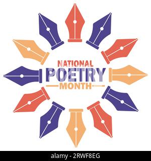 National Poetry Month. Vector illustration. Suitable for greeting card, poster and banner. Stock Vector