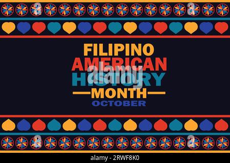 Filipino American History Month October. Vector illustration. Suitable for greeting card, poster and banner. Stock Vector