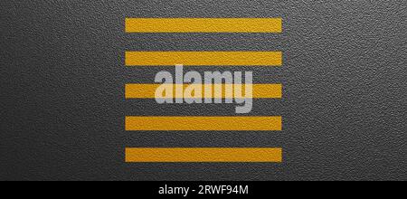 Yellow crosswalk on the asphalt road. Three-dimensional illustration. Stock Photo