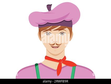 Portrait of painter character clipart vector on white background Stock Vector