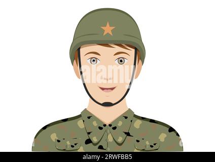 Portrait of a military man clipart vector on white background Stock Vector