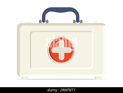 First aid medical kit vector flat design on white background Stock Vector