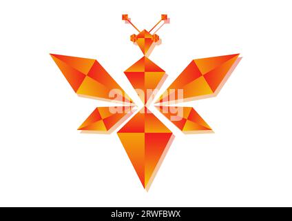 Abstract Geometric Shaped Bee Vector Flat Design Stock Vector