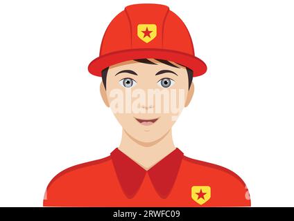 Portrait of a fireman clipart vector on white background Stock Vector