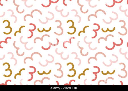Doodle squiggle print. Fun colorful line seamless pattern. Creative minimalist background for kid or trendy design for celebrate. Creative abstract pa Stock Vector