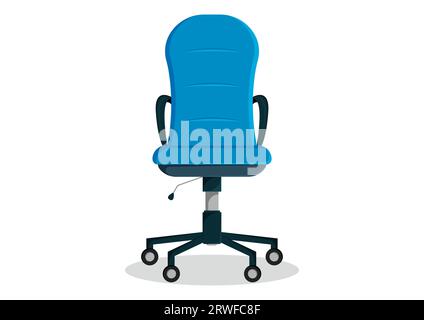 Blue swivel office chair vector flat design isolated on white background Stock Vector