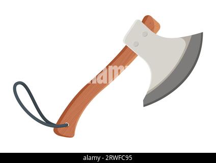 Hiking axe vector flat design. Camping axe clipart isolated on white background Stock Vector