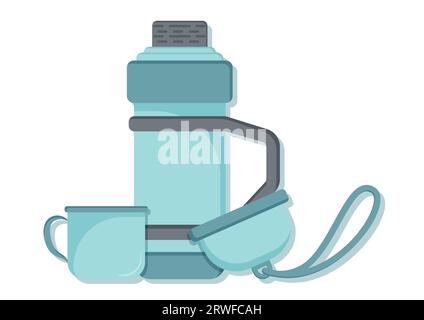 Hiking iron thermo with a mug vector illustration isolated on white background Stock Vector