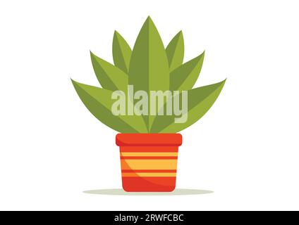 Houseplant in a Flower Pot Vector Flat Design Stock Vector
