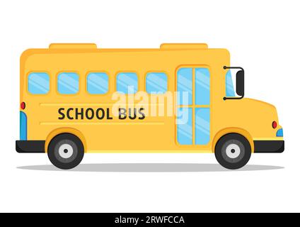 School Bus Vector Illustration Isolated on White Background. Clipart School Bus in Flat Style Stock Vector