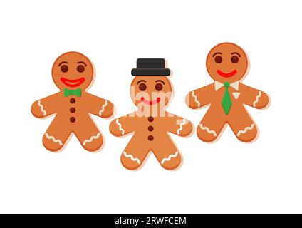 Gingerbread Cartoon Character Vector on White Background Stock Vector