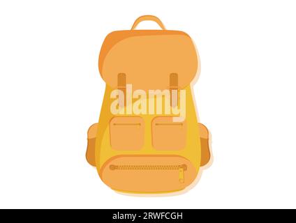 Hiking backpack bag vector flat design. Tourist backpack isolated on white background Stock Vector