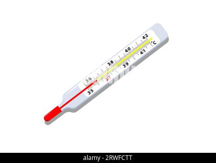 Medical Thermometer Cartoon Vector Flat Design Isolated on White Background Stock Vector