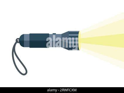 Tourist pocket flashlight lantern vector flat design isolated on white background Stock Vector