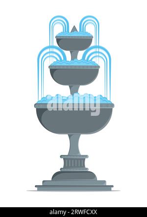 Park Water Fountain Vector Flat Design on White Background Stock Vector