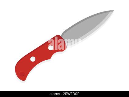 Tourist Hiking Folding Knife Blade Vector Flat Design Isolated on White Background Stock Vector