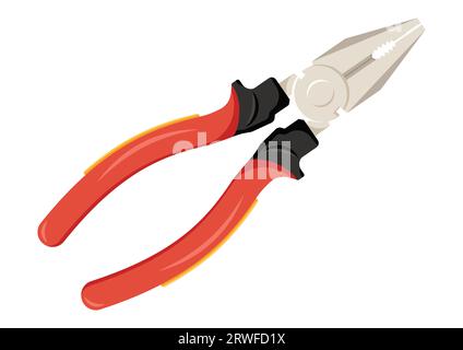 Red pliers work tools clipart vector flat design isolated on white background Stock Vector