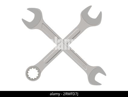 Wrench work tools clipart vector flat design isolated on white background Stock Vector