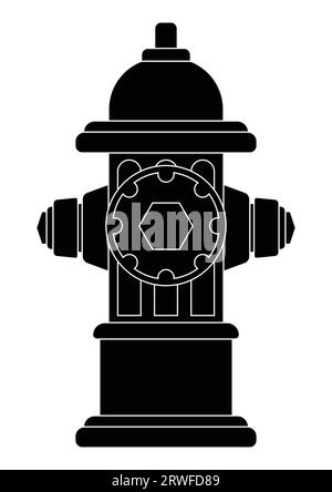 Black and white hydrant firefighter extinguish vector flat design isolated on white background Stock Vector