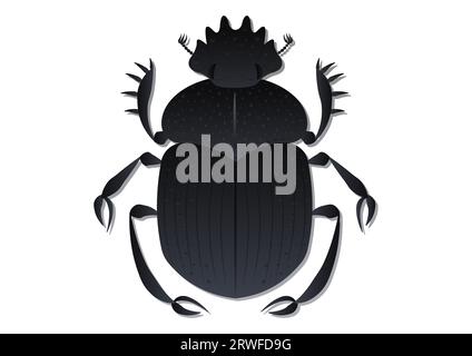 Scarab Dung Beetle Vector Art Isolated on White Background Stock Vector