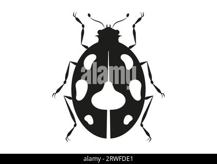 Black and White Beetle Silhouette in Flat Style Vector Stock Vector
