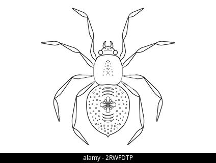 Black and White Spider Clipart Vector isolated on White Background. Coloring Page of a Spider Stock Vector