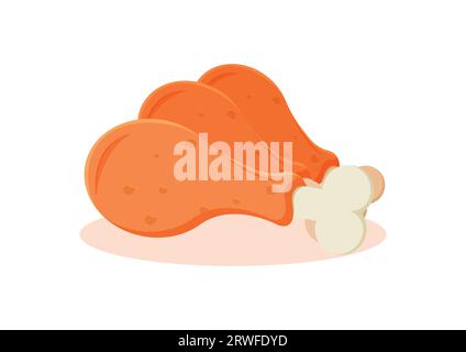 Fried Chicken Drumstick Vector Illustration Isolated On white Background Stock Vector