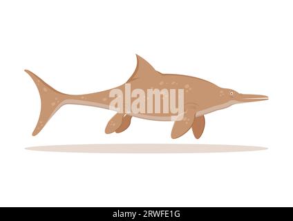 Ichthyosaurus Dinosaur Cartoon Character Vector Illustration Stock Vector